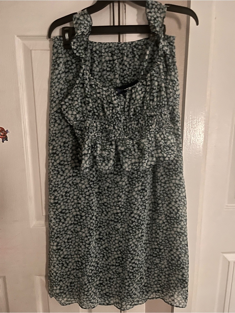 No Boundaries Navy Blue Floral Midi Dress with Light Blue Blossoms